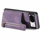 For Google Pixel 8 Pro Retro Leather Zipper Wallet Back Phone Case(Purple) - 3