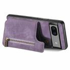 For Google Pixel 7 Retro Leather Zipper Wallet Back Phone Case(Purple) - 3
