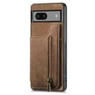 For Google Pixel 7 Retro Leather Zipper Wallet Back Phone Case(Brown) - 2