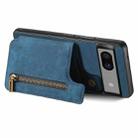 For Google Pixel 7 Retro Leather Zipper Wallet Back Phone Case(Blue) - 3