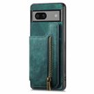 For Google Pixel 7 Retro Leather Zipper Wallet Back Phone Case(Green) - 2