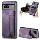 For Google Pixel 7a Retro Leather Zipper Wallet Back Phone Case(Purple) - 1