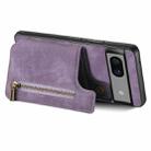 For Google Pixel 7a Retro Leather Zipper Wallet Back Phone Case(Purple) - 3