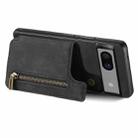For Google Pixel 7a Retro Leather Zipper Wallet Back Phone Case(Black) - 3