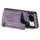 For Google Pixel 8 Retro Leather Zipper Wallet Back Phone Case(Purple) - 3