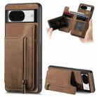 For Google Pixel 8 Retro Leather Zipper Wallet Back Phone Case(Brown) - 1