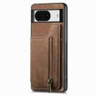 For Google Pixel 8 Retro Leather Zipper Wallet Back Phone Case(Brown) - 2