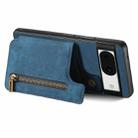 For Google Pixel 8 Retro Leather Zipper Wallet Back Phone Case(Blue) - 3