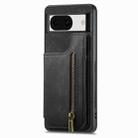 For Google Pixel 8 Retro Leather Zipper Wallet Back Phone Case(Black) - 2