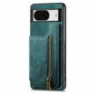 For Google Pixel 8 Retro Leather Zipper Wallet Back Phone Case(Green) - 2