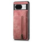 For Google Pixel 8a Retro Leather Zipper Wallet Back Phone Case(Pink) - 2