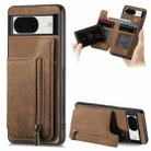 For Google Pixel 8a Retro Leather Zipper Wallet Back Phone Case(Brown) - 1