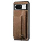 For Google Pixel 8a Retro Leather Zipper Wallet Back Phone Case(Brown) - 2