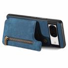 For Google Pixel 8a Retro Leather Zipper Wallet Back Phone Case(Blue) - 3