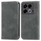 For Infinix Note 40 Retro Skin Feel Magnetic Flip Leather Phone Case(Grey) - 1