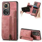 For Honor 50 Retro Leather Zipper Wallet Back Phone Case(Pink) - 1