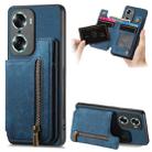 For Honor 60 Retro Leather Zipper Wallet Back Phone Case(Blue) - 1