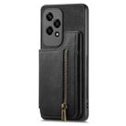 For Honor 60 Retro Leather Zipper Wallet Back Phone Case(Black) - 2