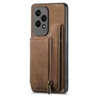 For Honor 70 Retro Leather Zipper Wallet Back Phone Case(Brown) - 2