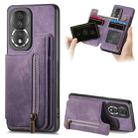 For Honor 80 Retro Leather Zipper Wallet Back Phone Case(Purple) - 1