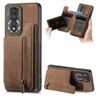 For Honor 80 Retro Leather Zipper Wallet Back Phone Case(Brown) - 1