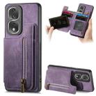 For Honor 80 Pro Retro Leather Zipper Wallet Back Phone Case(Purple) - 1