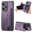 For Honor 100 Pro Retro Leather Zipper Wallet Back Phone Case(Purple) - 1