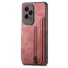 For Honor Play6C Retro Leather Zipper Wallet Back Phone Case(Pink) - 2