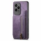 For Honor Play6C Retro Leather Zipper Wallet Back Phone Case(Purple) - 2