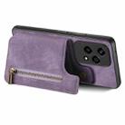 For Honor Play6C Retro Leather Zipper Wallet Back Phone Case(Purple) - 3