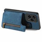 For Honor Play6C Retro Leather Zipper Wallet Back Phone Case(Blue) - 3