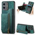 For Honor Play6C Retro Leather Zipper Wallet Back Phone Case(Green) - 1