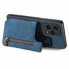 For Honor X7a Retro Leather Zipper Wallet Back Phone Case(Blue) - 3