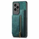 For Honor X7a Retro Leather Zipper Wallet Back Phone Case(Green) - 2