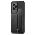 For Honor X7 Retro Leather Zipper Wallet Back Phone Case(Black) - 2