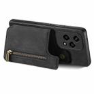 For Honor X50i+ Retro Leather Zipper Wallet Back Phone Case(Black) - 3