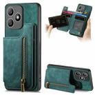 For Honor X50i+ Retro Leather Zipper Wallet Back Phone Case(Green) - 1