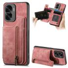 For Honor X50i / 90 Lite Retro Leather Zipper Wallet Back Phone Case(Pink) - 1