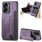 For Honor X50i / 90 Lite Retro Leather Zipper Wallet Back Phone Case(Purple) - 1