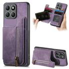 For Honor X8b Retro Leather Zipper Wallet Back Phone Case(Purple) - 1