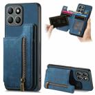 For Honor X8b Retro Leather Zipper Wallet Back Phone Case(Blue) - 1