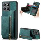 For Honor X8b Retro Leather Zipper Wallet Back Phone Case(Green) - 1