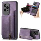 For Honor 200 Lite Retro Leather Zipper Wallet Back Phone Case(Purple) - 1