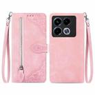 For Infinix Note 40 Embossed Flower Zipper Leather Phone Case(PinK) - 1