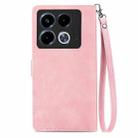 For Infinix Note 40 Embossed Flower Zipper Leather Phone Case(PinK) - 3