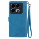 For Infinix Note 40 Embossed Flower Zipper Leather Phone Case(Blue) - 3