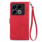 For Infinix Note 40 Embossed Flower Zipper Leather Phone Case(Red) - 3