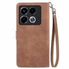 For Infinix Note 40 Embossed Flower Zipper Leather Phone Case(Brown) - 3