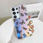 For Samsung Galaxy S22 Ultra 5G Electroplating Laser Butterfly Phone Case(Black Butterflies AB5) - 1