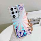 For Samsung Galaxy S22 Ultra 5G Electroplating Laser Butterfly Phone Case(Purple Butterflies AB3) - 1